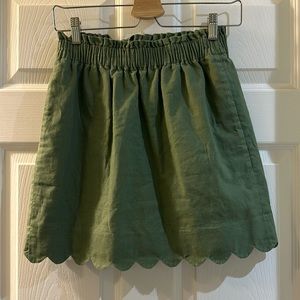 Women’s Size 0 J Crew Green Scalloped Skirt *Like New*